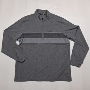 Travis Mathew Balboa Chalk Stripes 1/4Zip Jacket Mens XL Grey MacArthur Co Logo